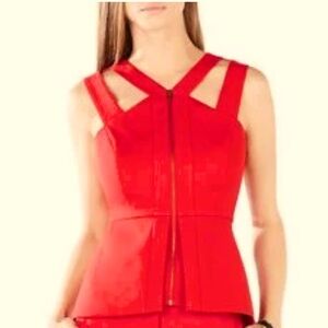 BCBGENERATION Red Abrielle Peplum Top NWOT
